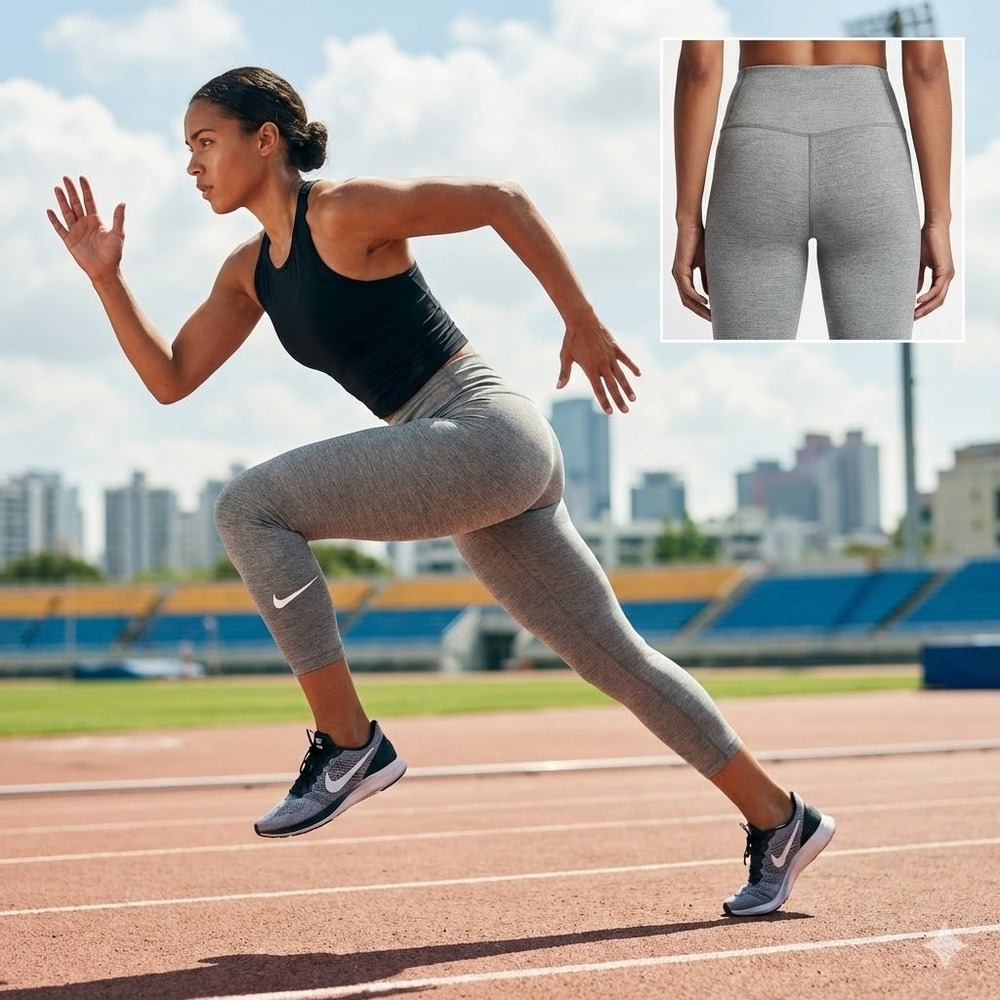 Nike One Dri-FIT Juniors High Rise Leggings Grey Heather FZ5617-084 Size M